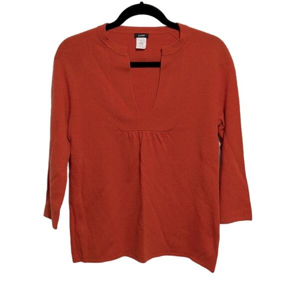 J Crew Wool Cashmere Blend Orange Red Sweater Pullover Women’s Small - Picture 1 of 4